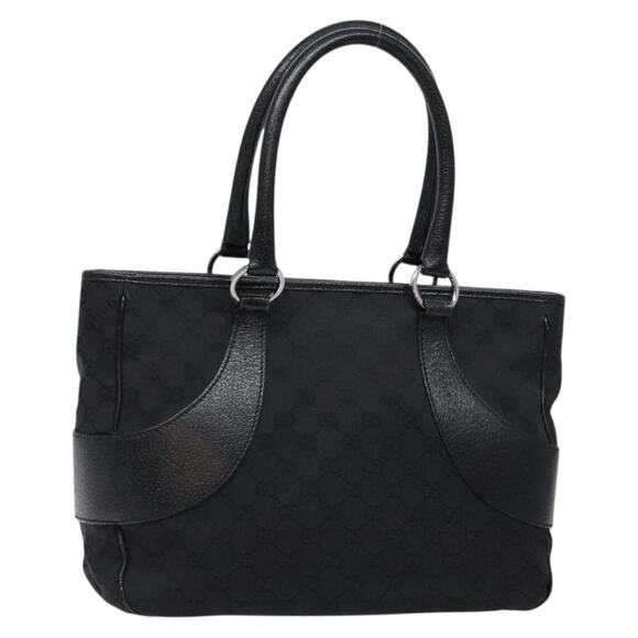 GUCCI GG Canvas Hand Bag Black Silver - Picture 1 of 16